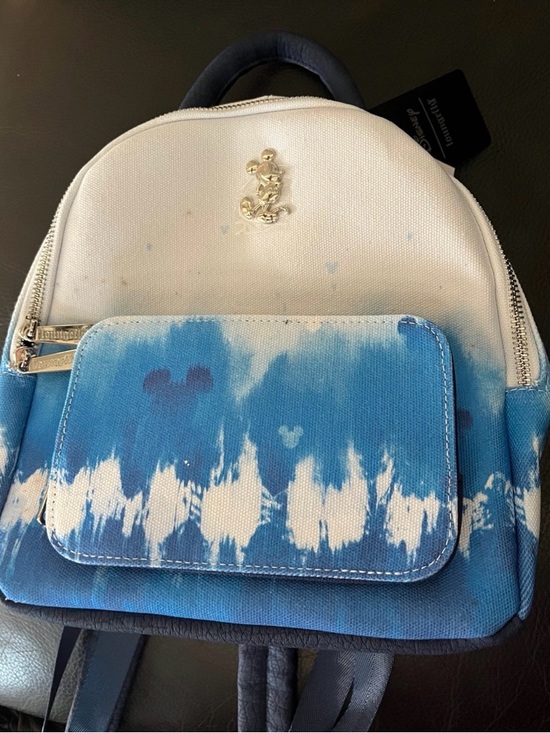 Disney Handbags - Disney Blue & White Tie-Dye Mini Backpack with Gold Mickey Accent